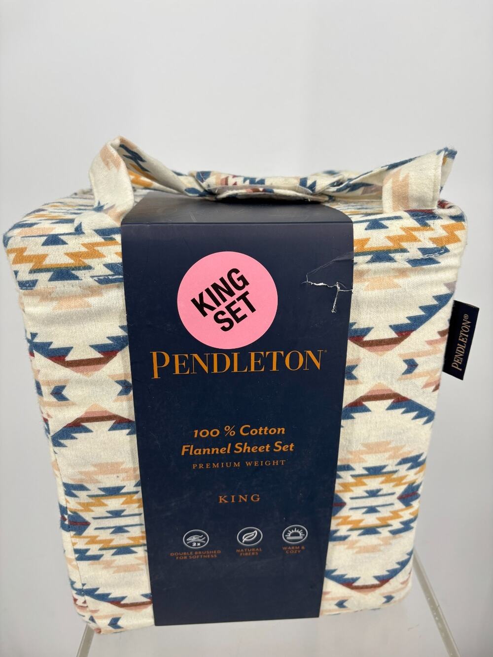 Pendleton Flannel Sheet Set King Aztec Southwestern Premium Weight 4pc Set NEW